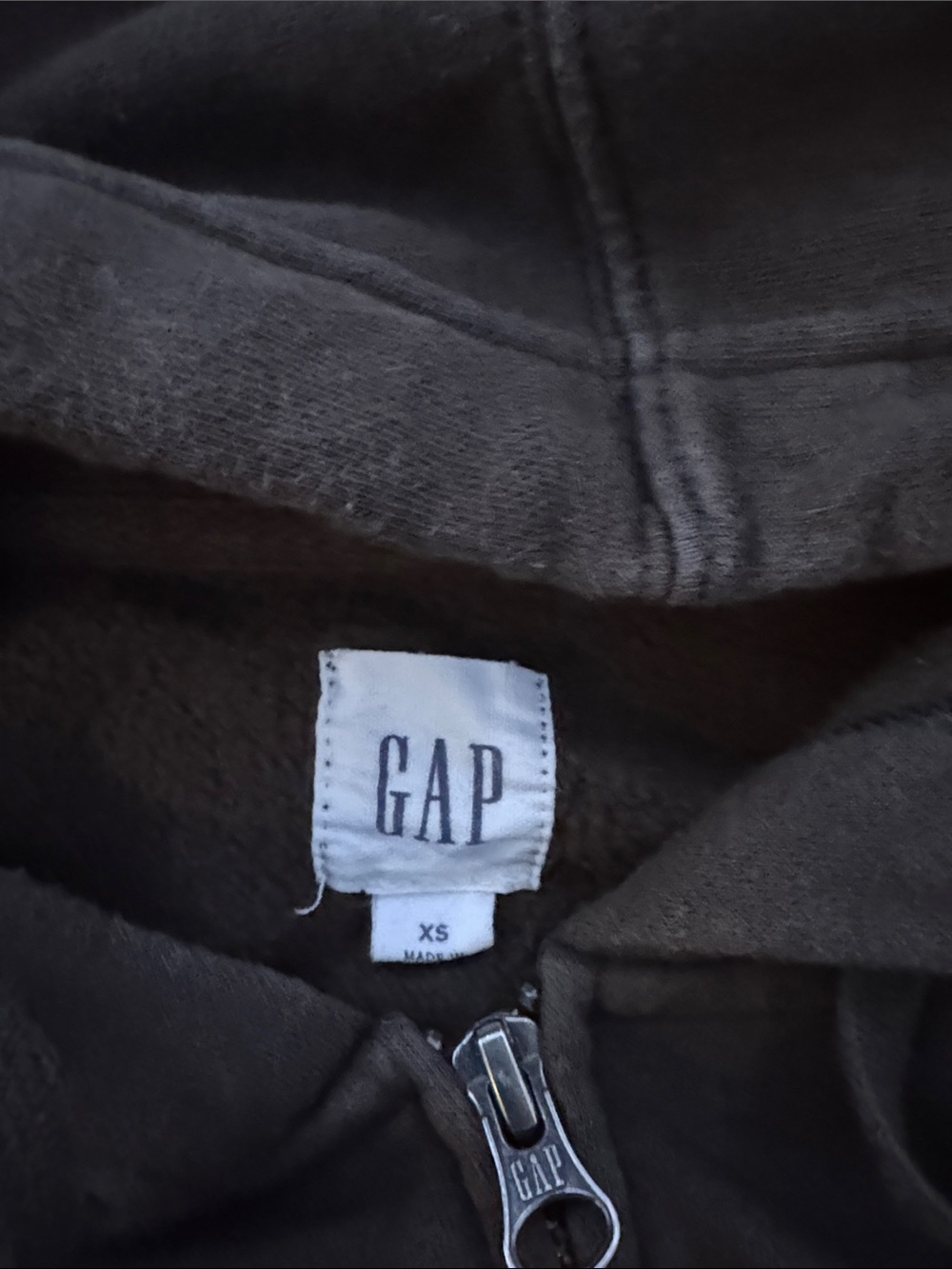 GAP Black Hooded Zip-Up Sweatshirt with Front Logo - Picture 2 of 3